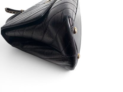 CHANEL Calfskin Chevron Small Coco Handle Flap