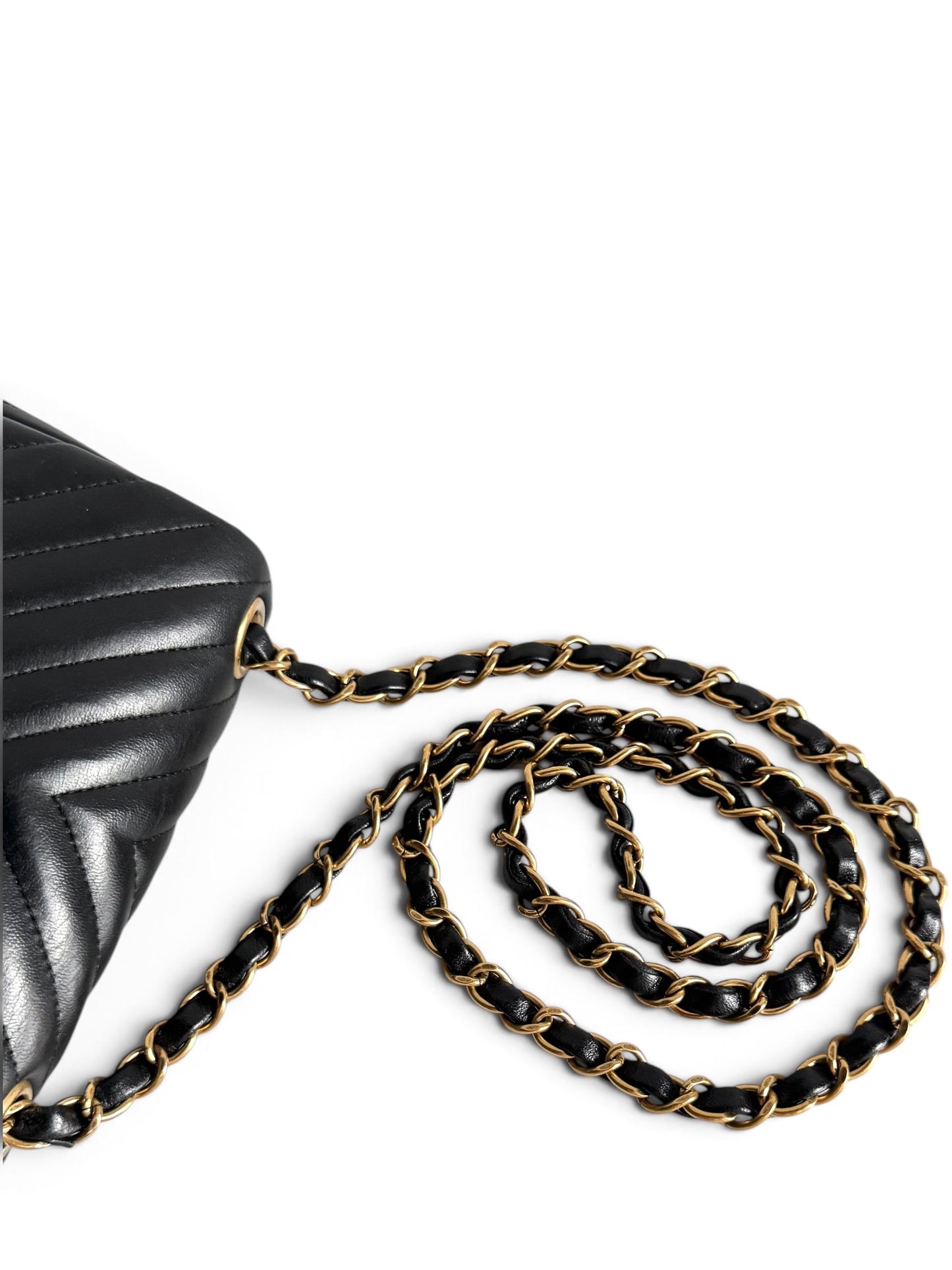 CHANEL Lambskin Chevron Quilted Mini Square Flap