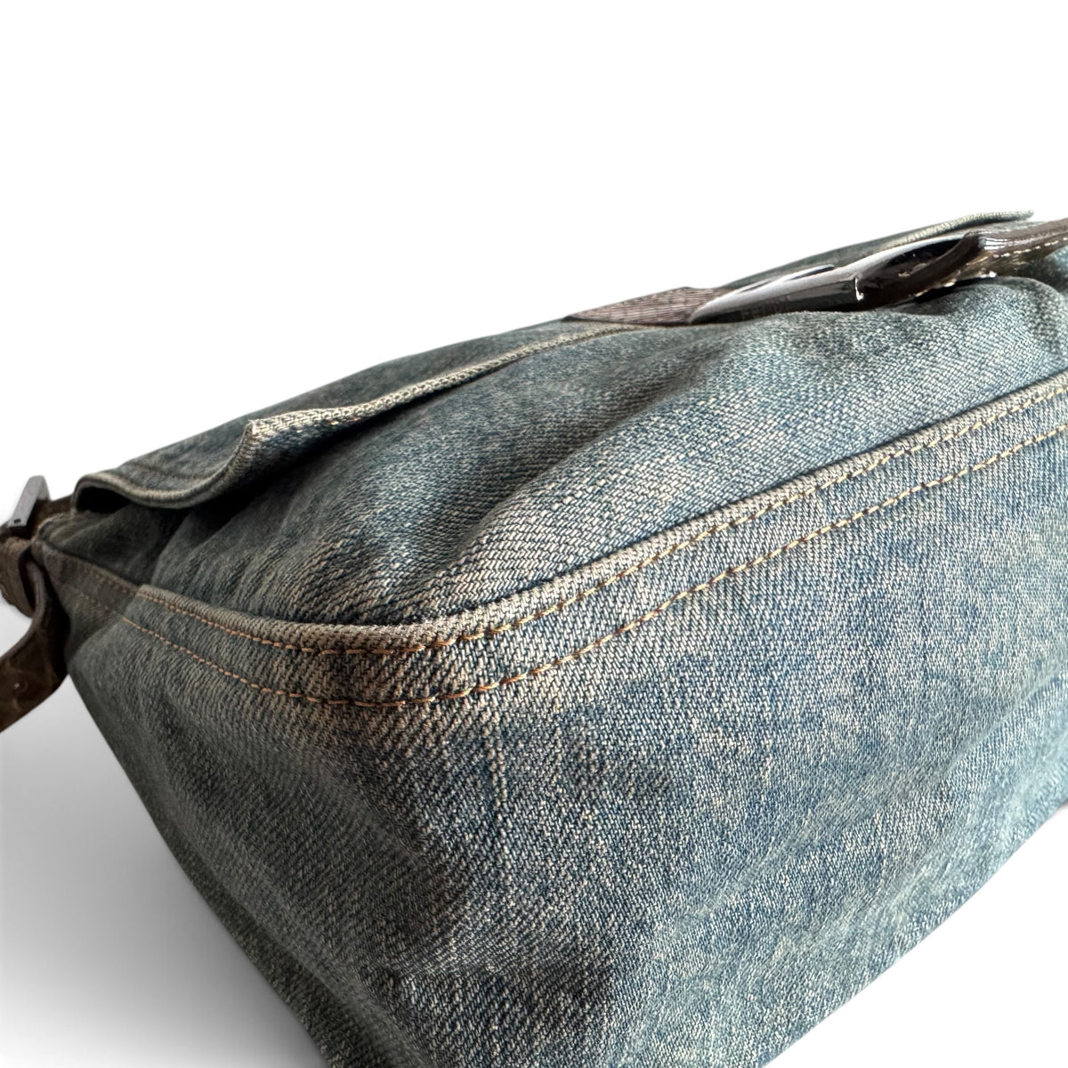 FENDI Denim Snakeskin Mama Baguette