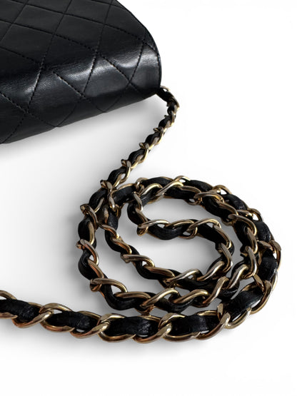 CHANEL Lambskin Half Moon Double Flap Bag