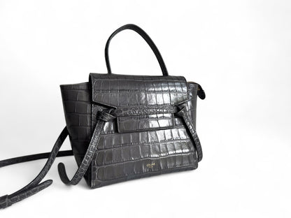 CELINE Calfskin Crocodile Embossed Nano Belt Bag