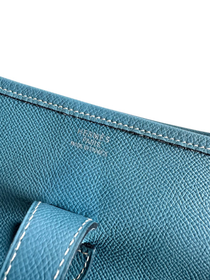 HERMES Courchevel Evelyne GM Blue Jean