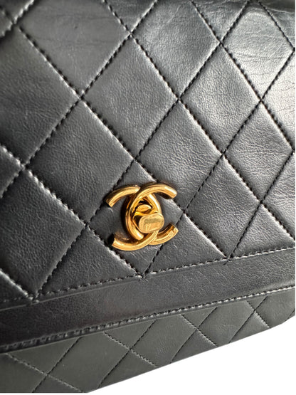 CHANEL Lambskin Half Moon Double Flap Bag