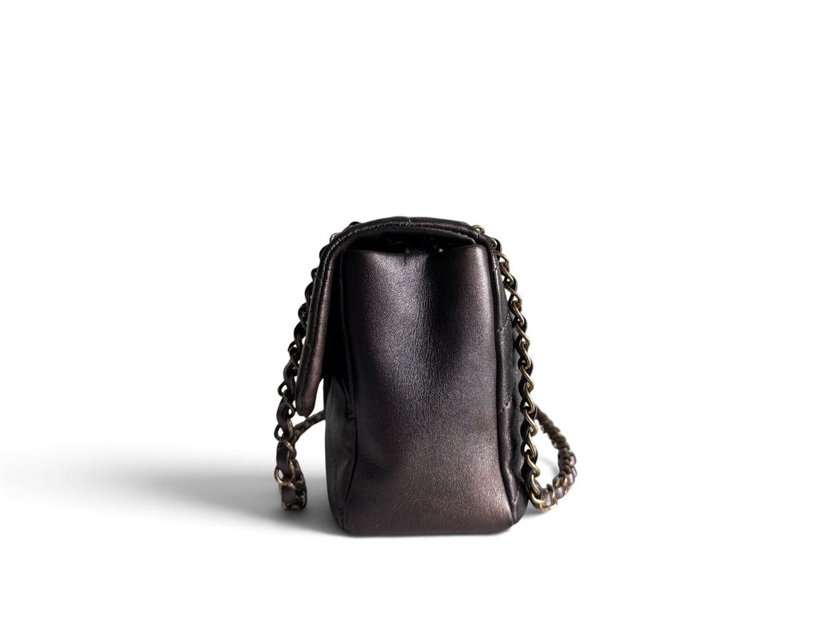 CHANEL Metallic Calfskin Degrade East West Flap
