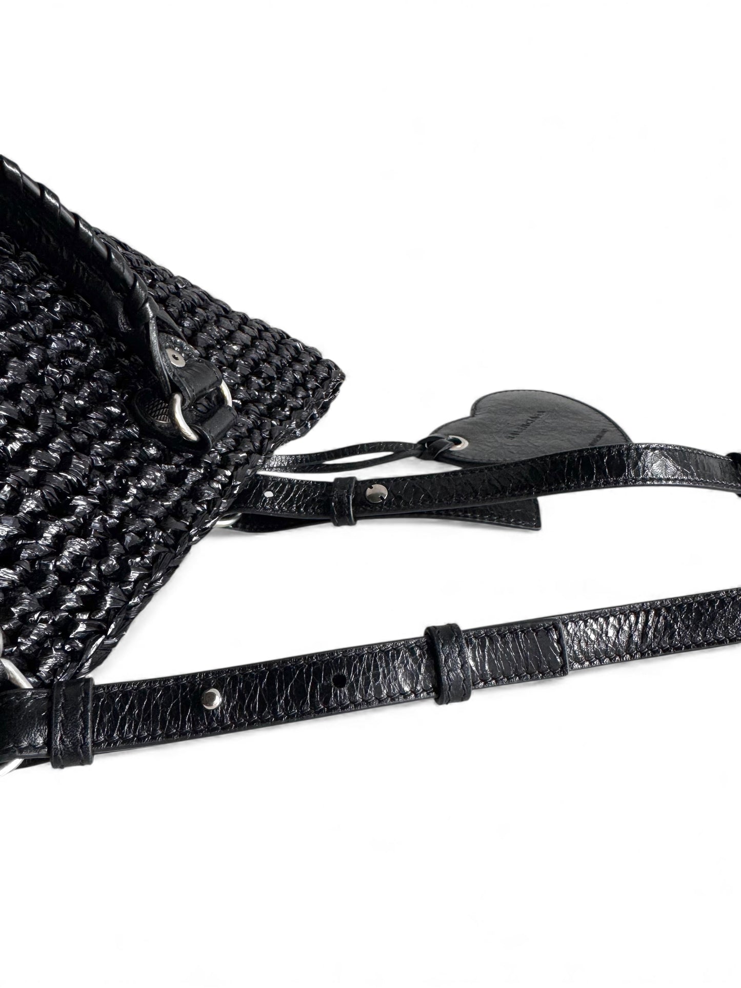 BALENCIAGA Nylon Raffia Le Cagole Small Panier Tote