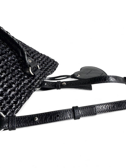 BALENCIAGA Nylon Raffia Le Cagole Small Panier Tote