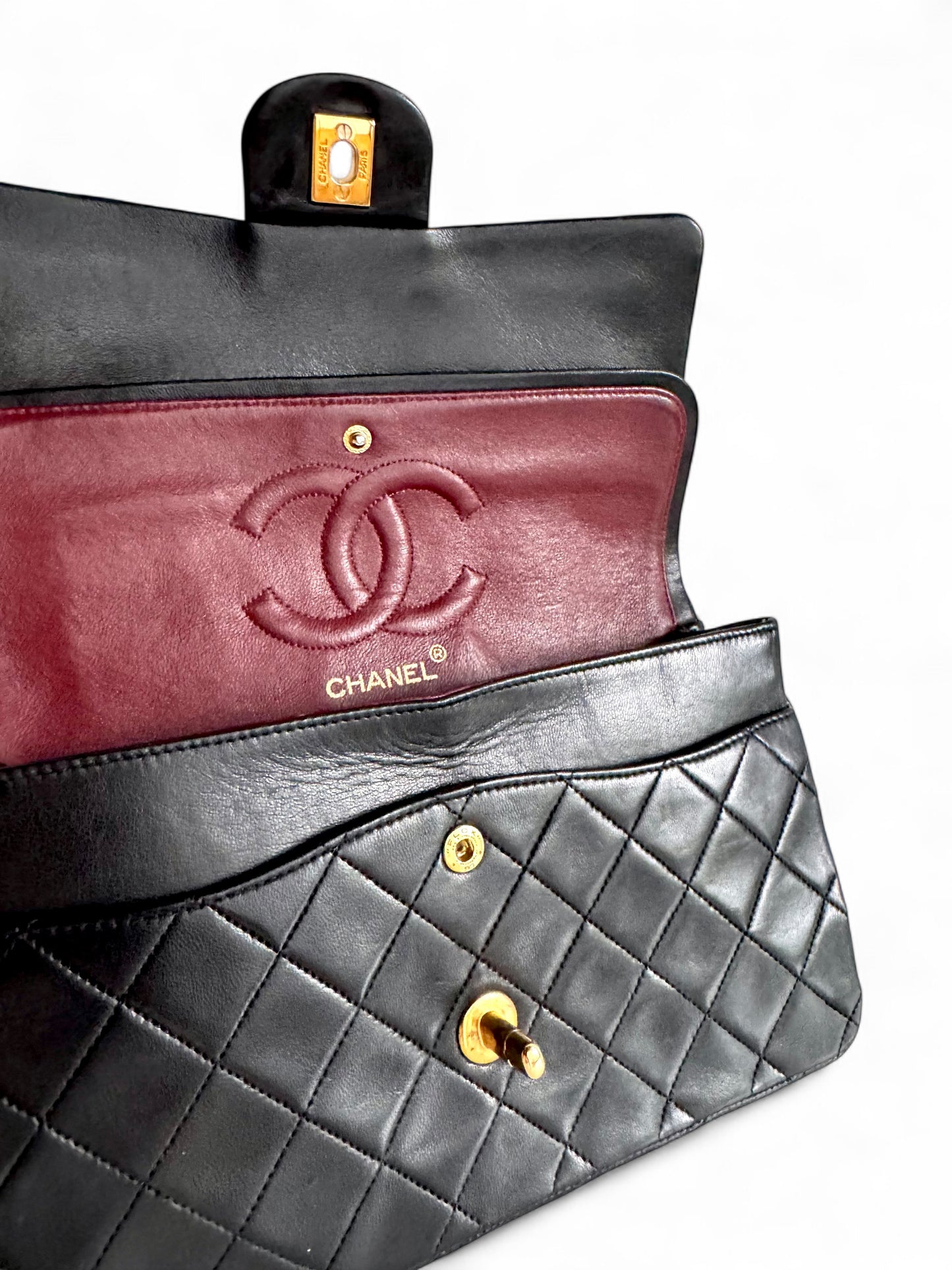 CHANEL Matelasse Double Flap Bag Black