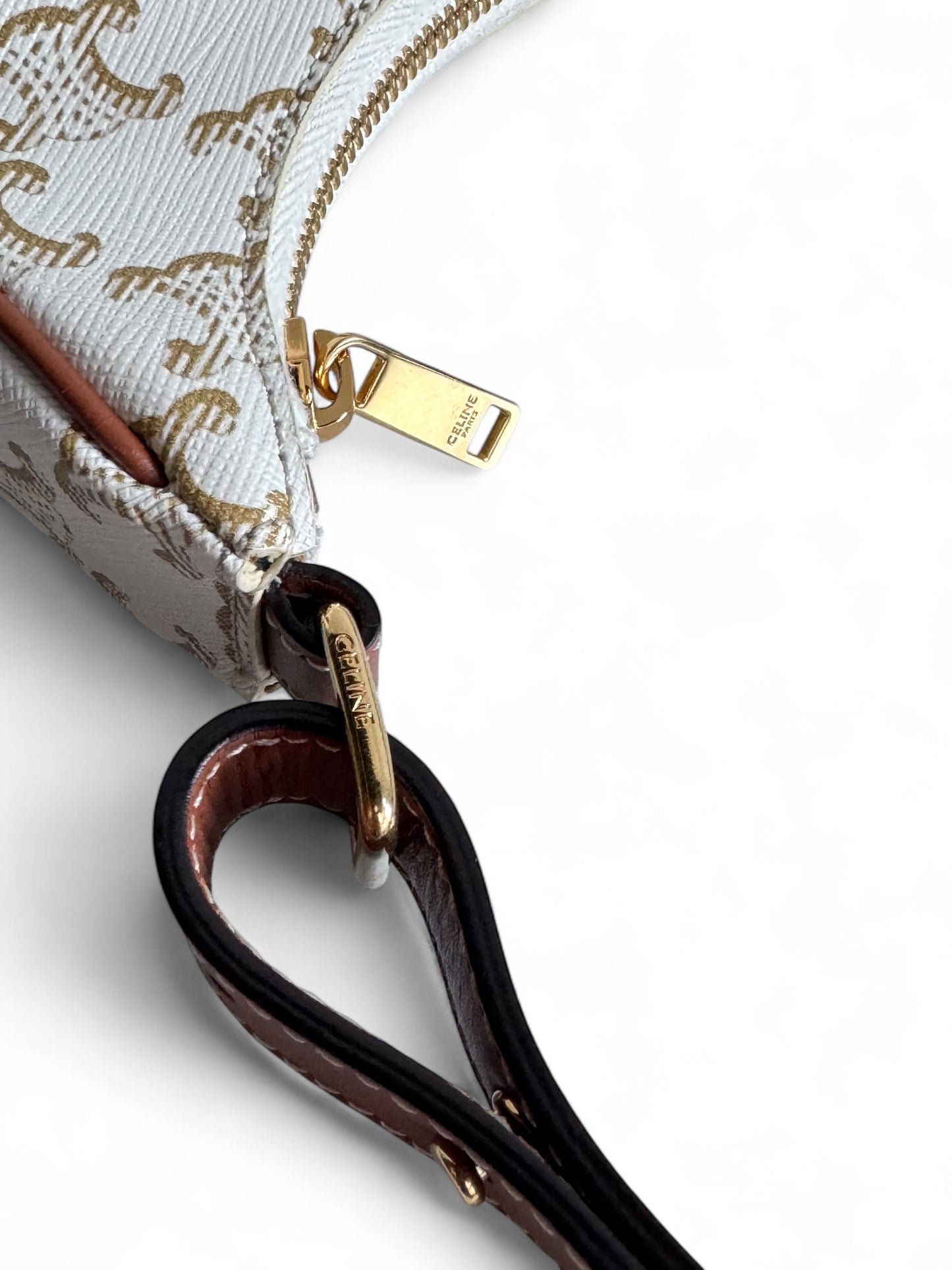 CELINE Canvas Calfskin Ava Triomphe Shoulder Bag