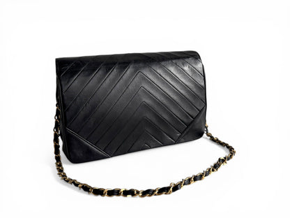 CHANEL Lambskin Chevron Flap Chain Shoulder Bag