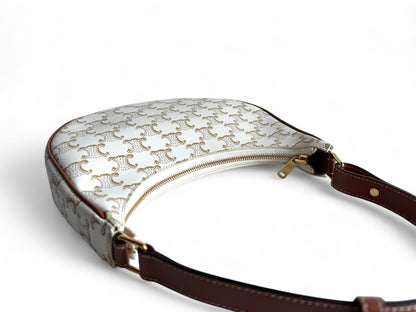 CELINE Canvas Calfskin Ava Triomphe Shoulder Bag