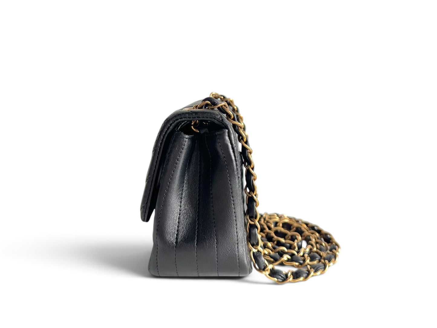CHANEL Lambskin Chevron Quilted Mini Square Flap