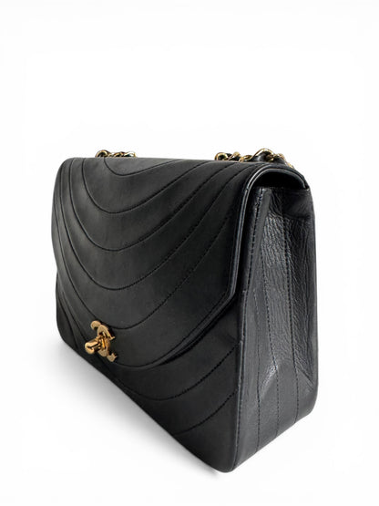 CHANEL Lambskin Half Moon Flap Bag