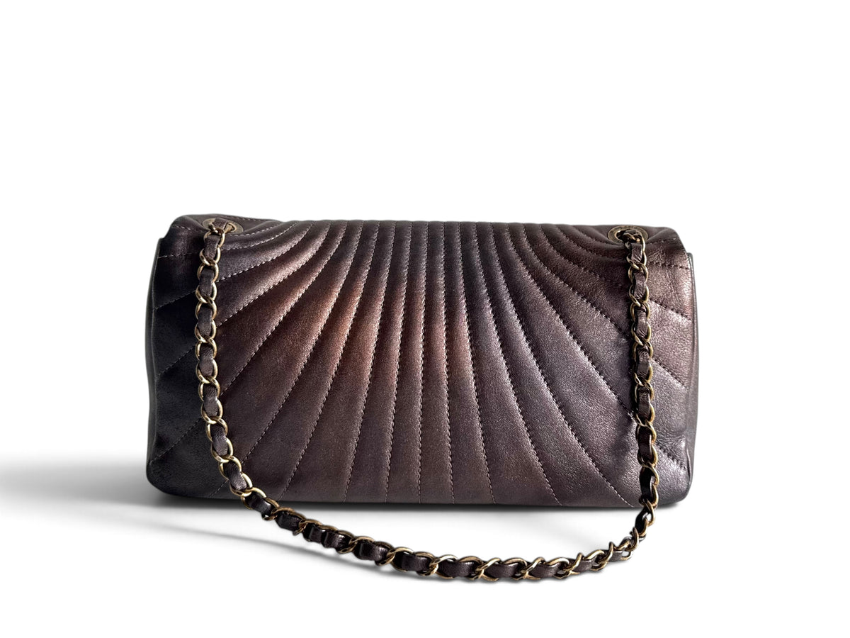 CHANEL Metallic Calfskin Degrade East West Flap