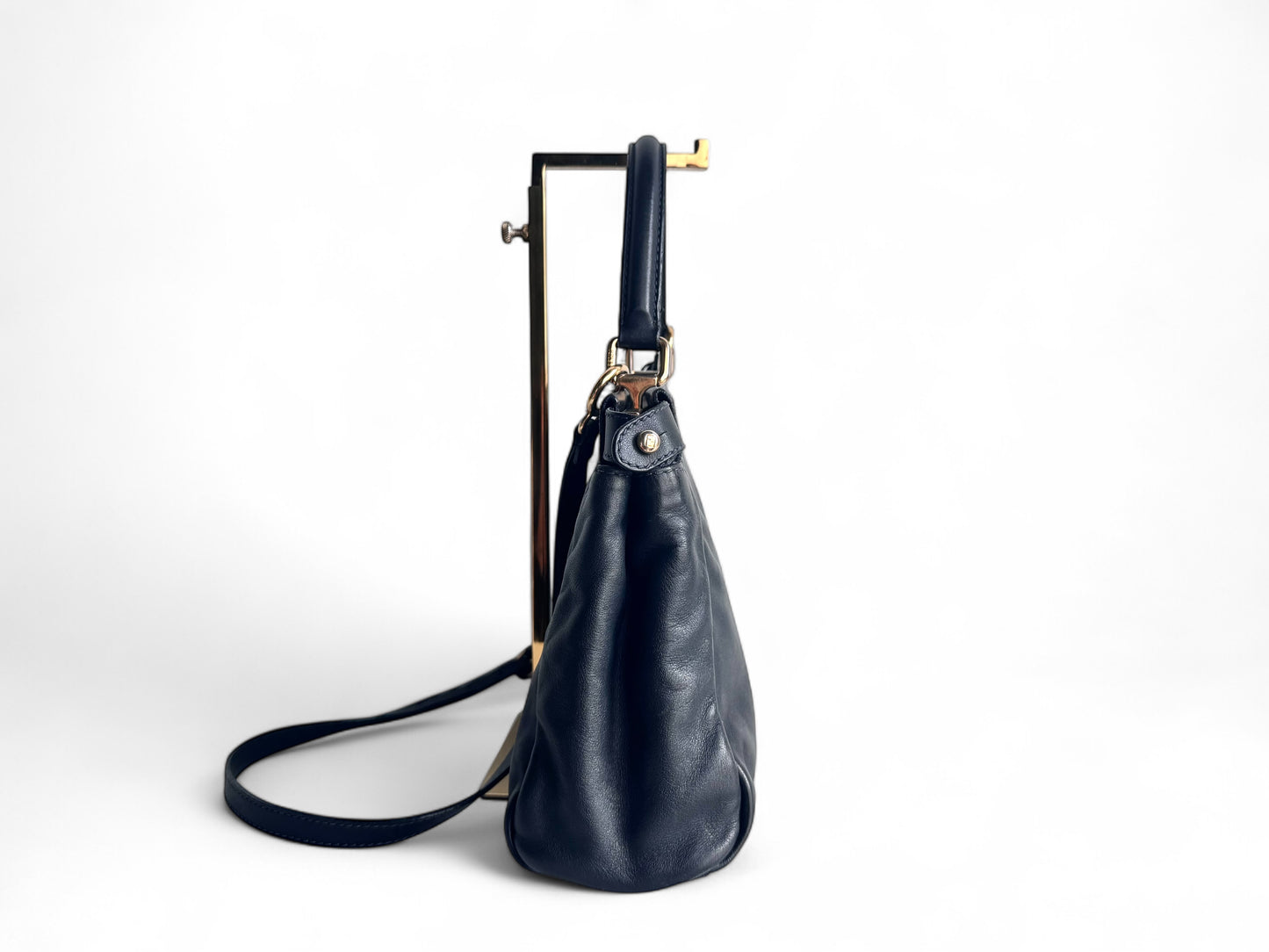 FENDI Calfskin Denim Zucca Peekaboo Iconic Satchel