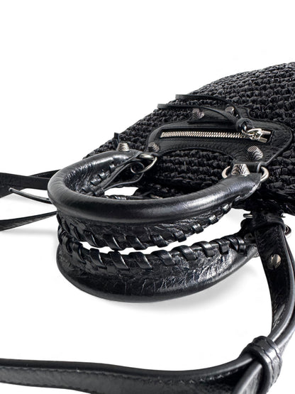 BALENCIAGA Nylon Raffia Le Cagole Small Panier Tote