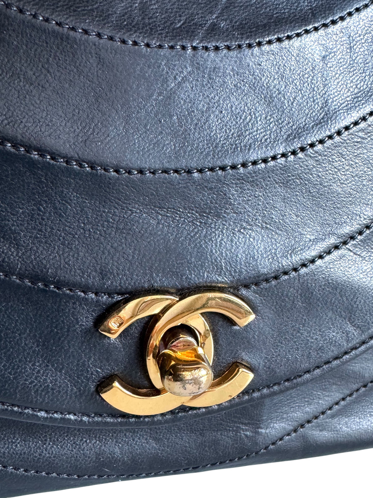 CHANEL Lambskin Half Moon Flap Bag
