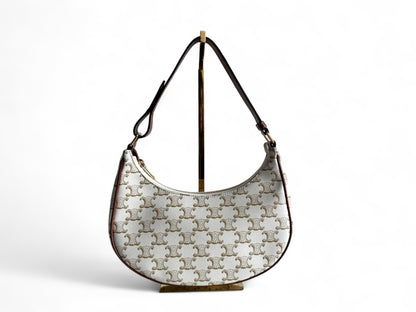 CELINE Canvas Calfskin Ava Triomphe Shoulder Bag