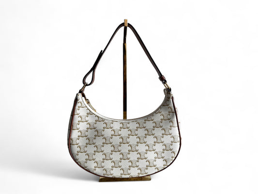 CELINE Canvas Calfskin Ava Triomphe Shoulder Bag