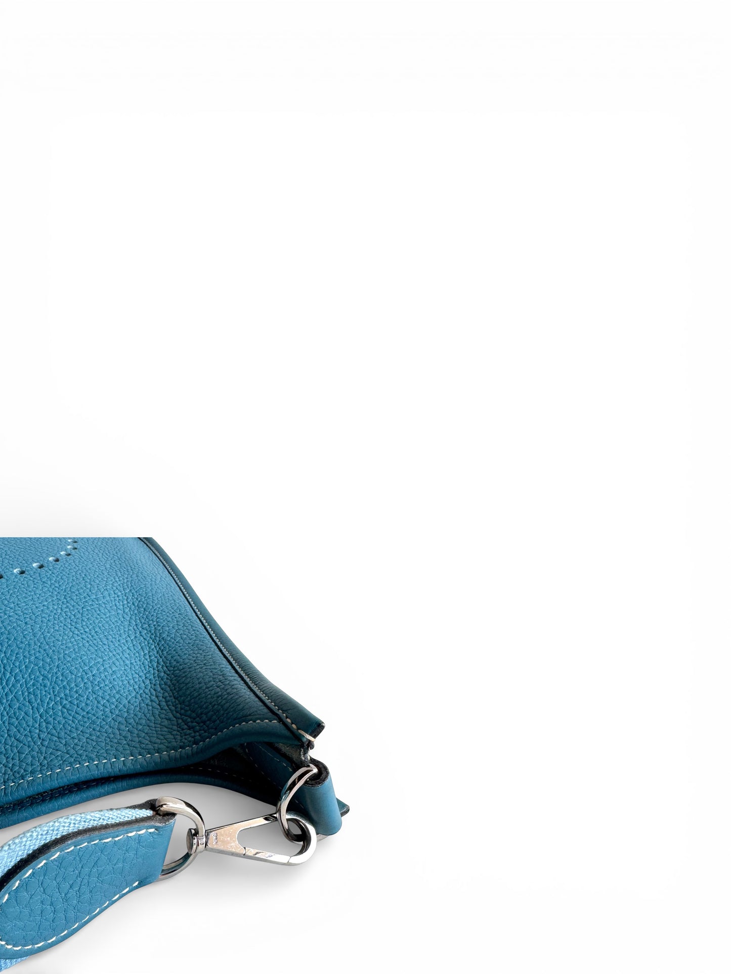 HERMÈS Taurillon Clemence Evelyne II PM Bleu Jean