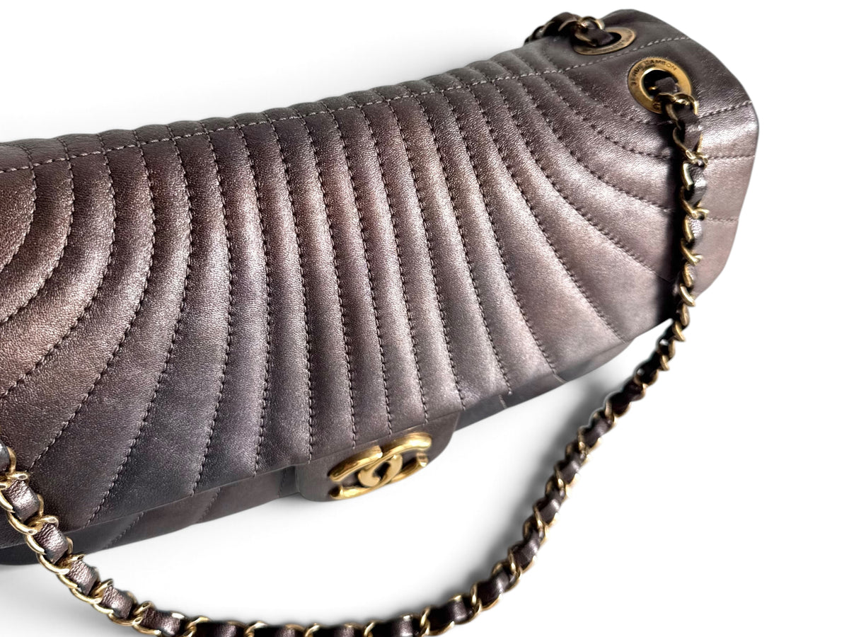 CHANEL Metallic Calfskin Degrade East West Flap