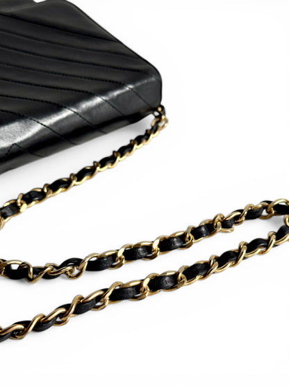CHANEL Lambskin Chevron Flap Chain Shoulder Bag