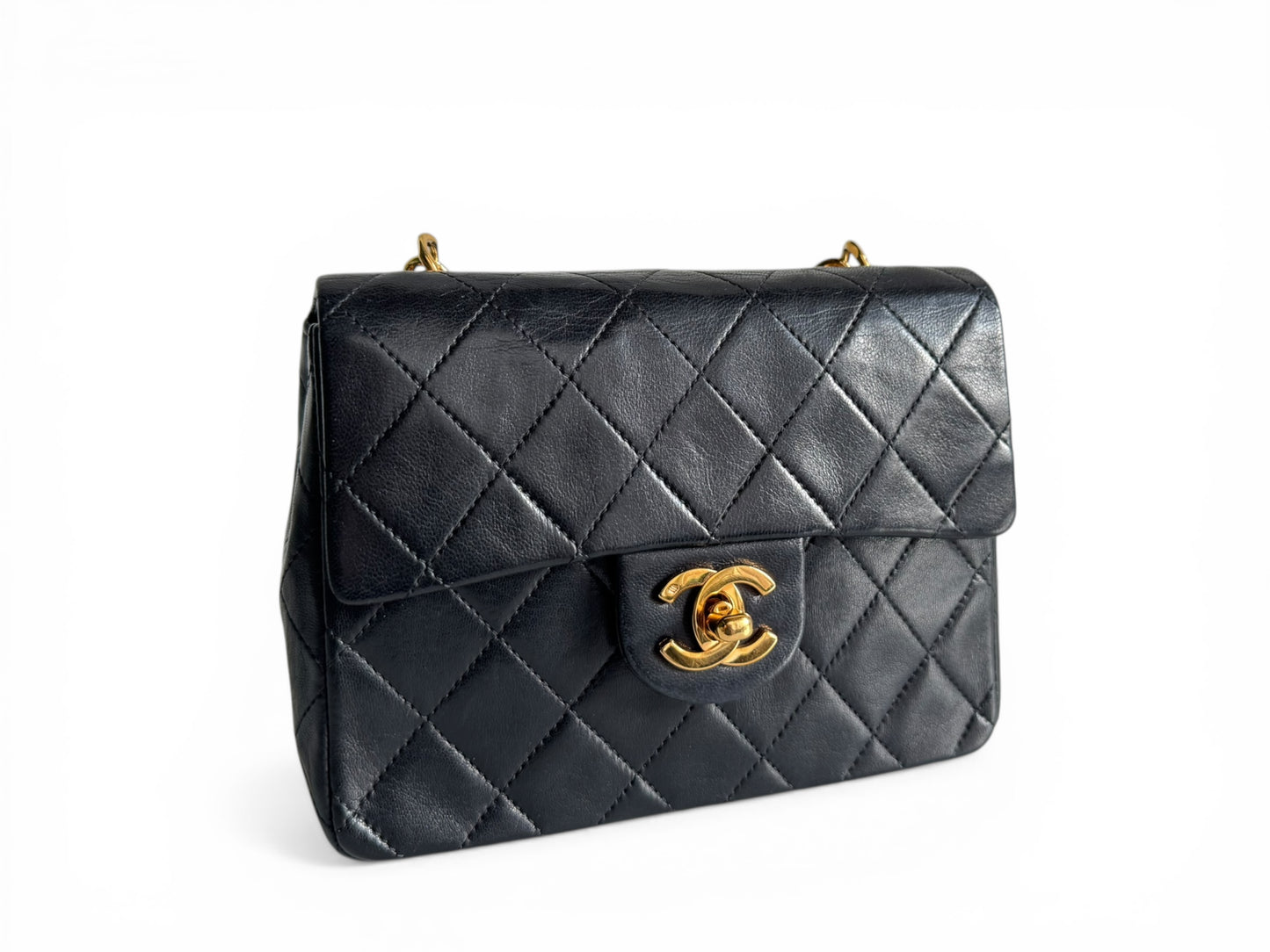 CHANEL Lambskin Mini Flap Chain Handle Bag