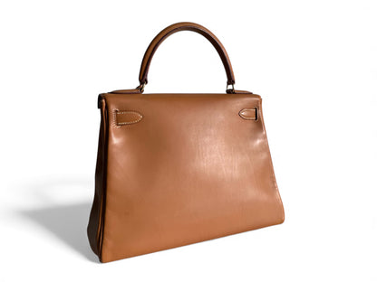 Hermès Box Kelly 28 in Natural with Gold Hardware