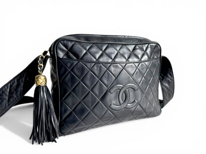 CHANEL Lambskin Quilted CC Tassel Camera Case