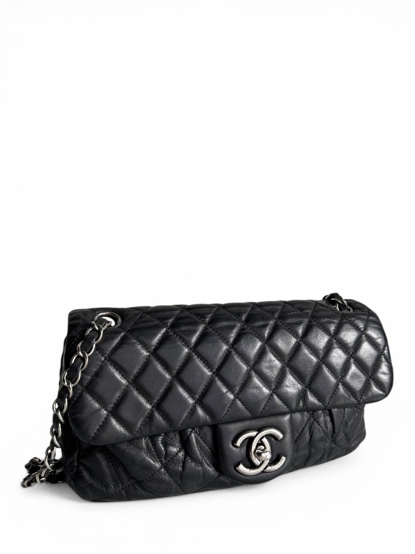 CHANEL Iridescent Lambskin Quilted East West Flap Bag
