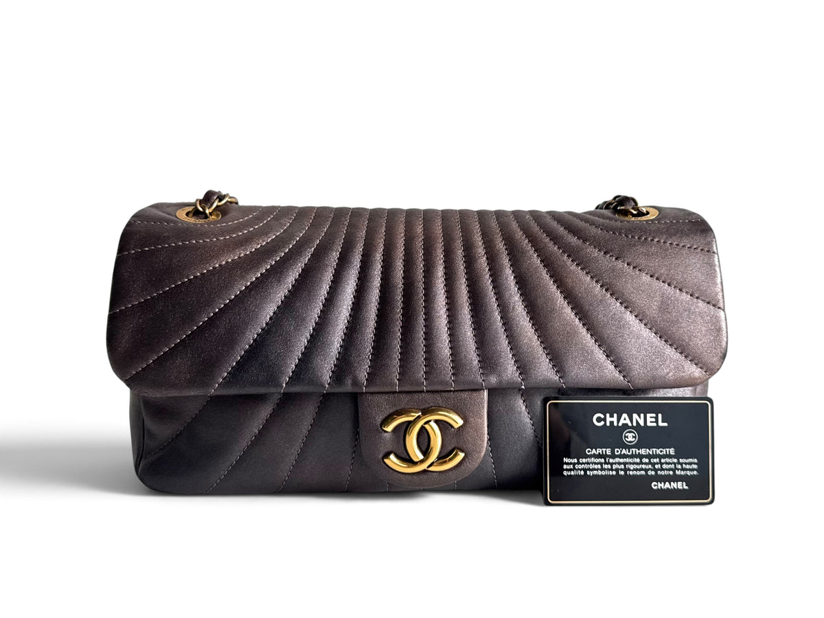 CHANEL Metallic Calfskin Degrade East West Flap