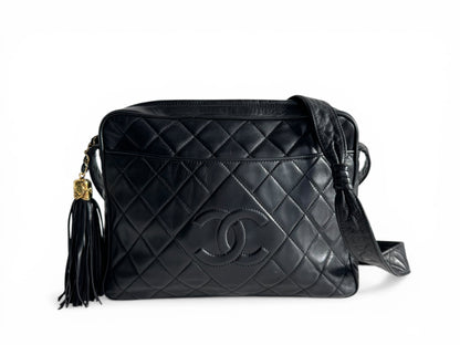 CHANEL Lambskin Quilted CC Tassel Camera Case