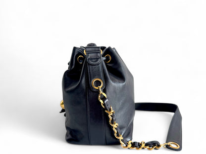 CHANEL Lambskin CC Drawstring Bag