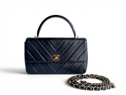 CHANEL Lambskin Chevron Quilted Kelly Flap