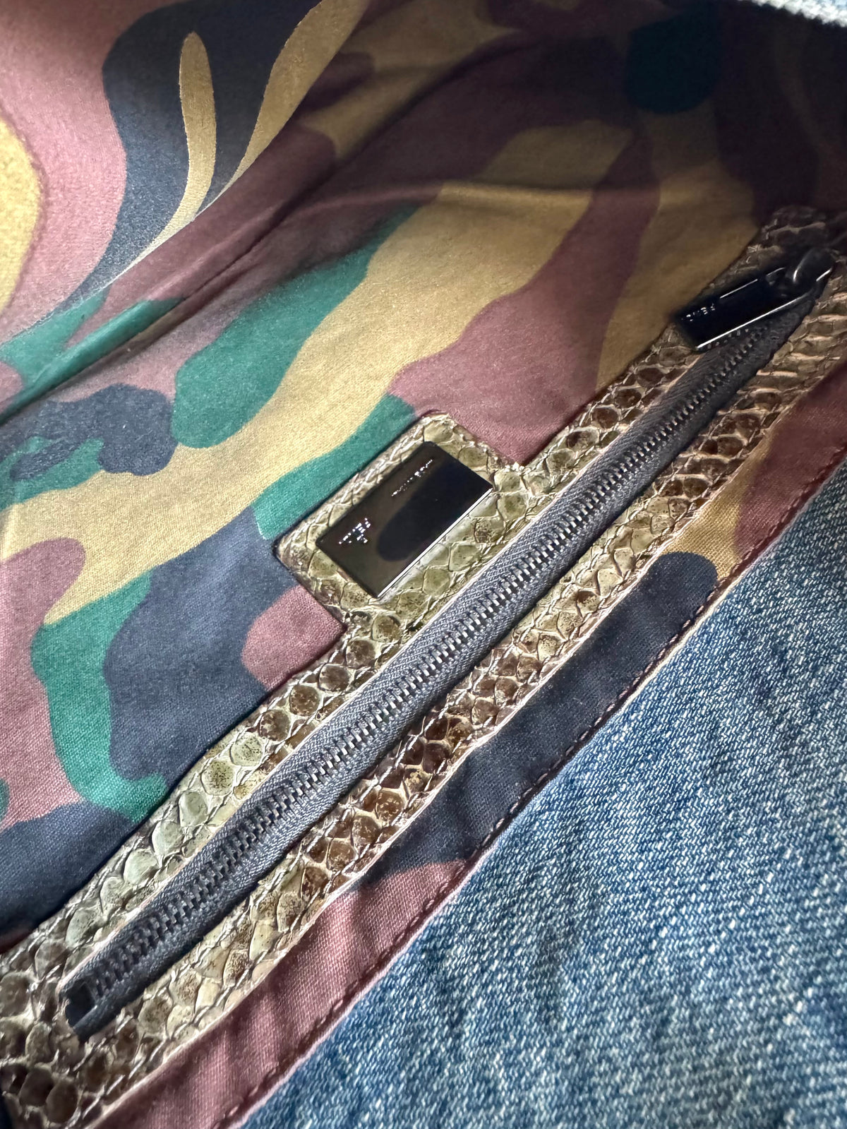 FENDI Denim Snakeskin Mama Baguette
