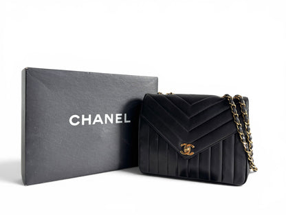 Chanel Lambskin Chevron Single Flap Bag