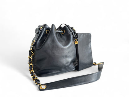 CHANEL Lambskin CC Drawstring Bag