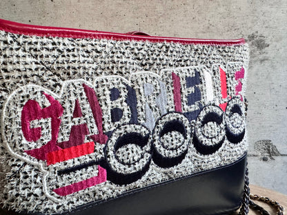 CHANEL Tweed Calfskin Quilted Medium Gabrielle Hobo