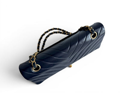 CHANEL Lambskin Chevron Medium Double Flap Bag