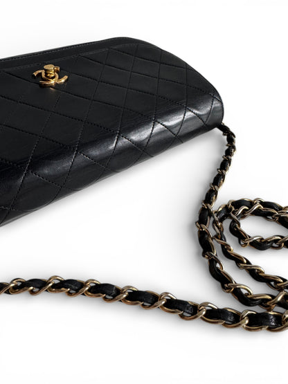 CHANEL Lambskin Half Moon Double Flap Bag