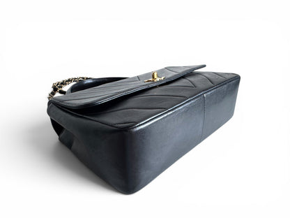 CHANEL Lambskin Chevron Quilted Kelly Flap