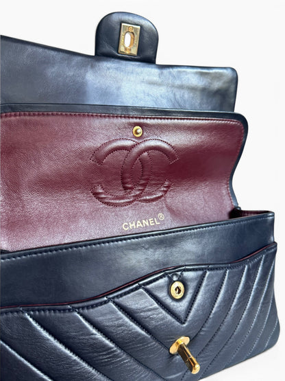 CHANEL Lambskin Chevron Medium Double Flap Bag