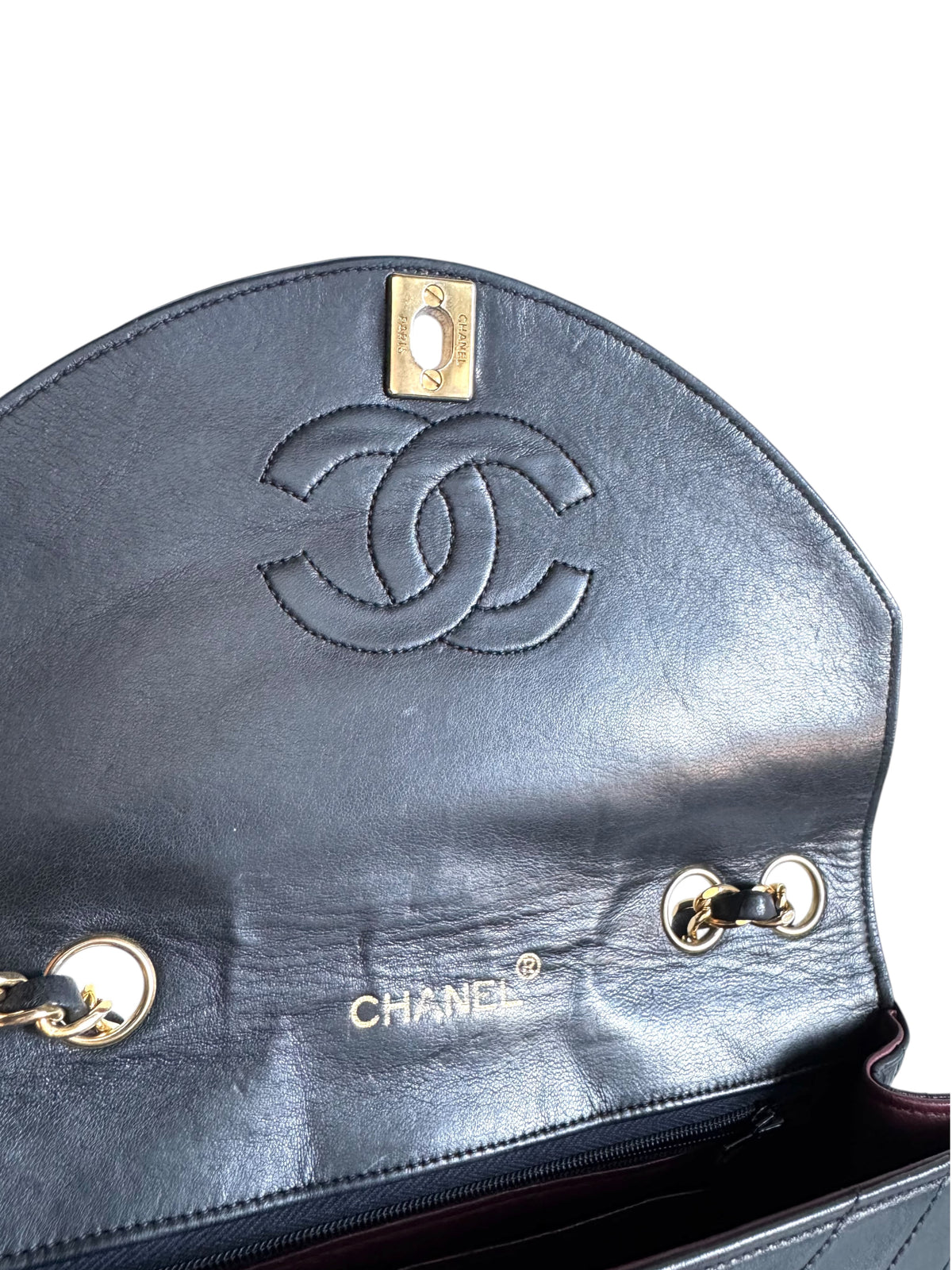 CHANEL Lambskin Half Moon Flap Bag