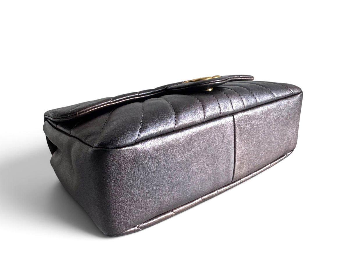 CHANEL Metallic Calfskin Degrade East West Flap