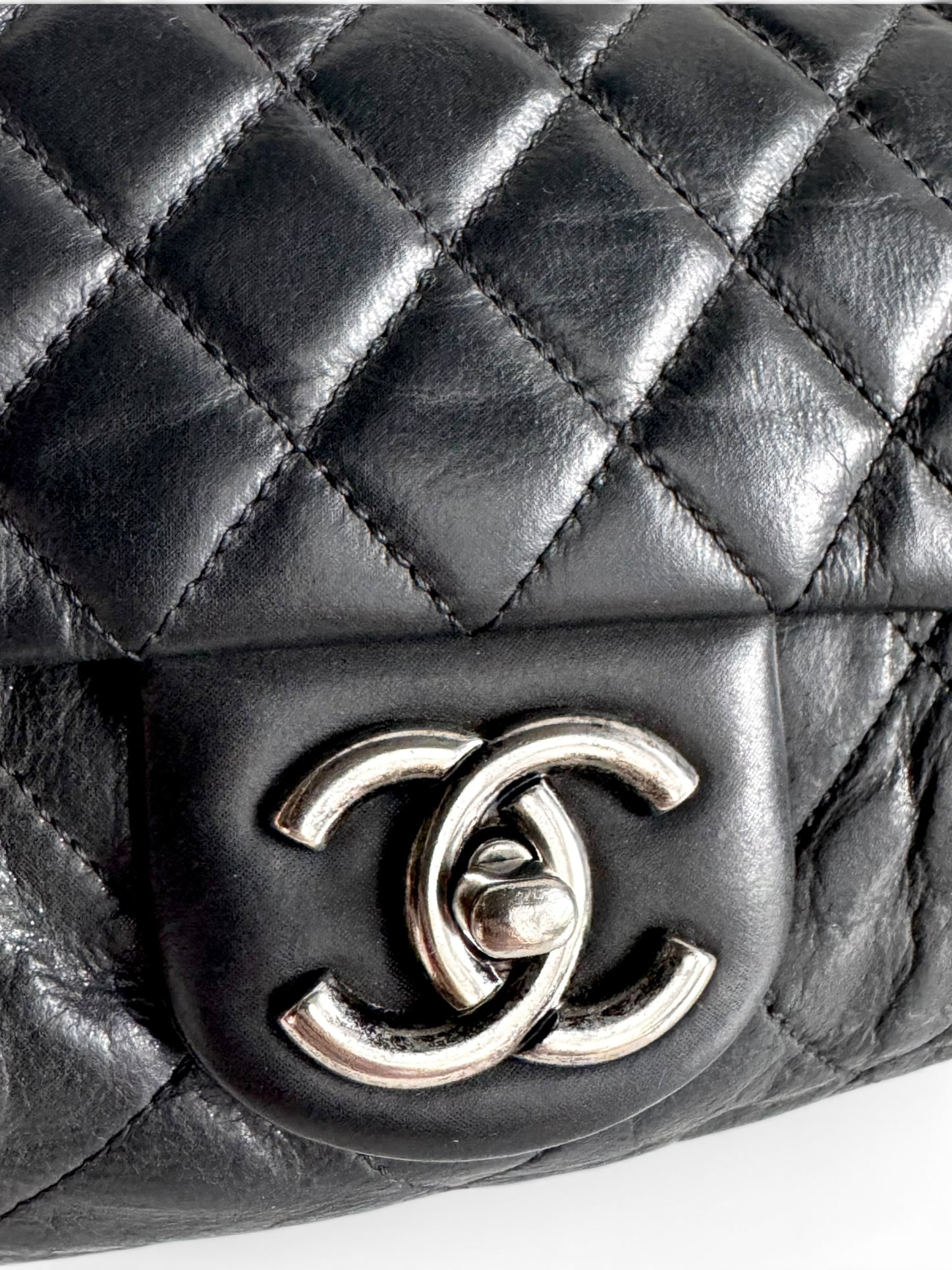 CHANEL Iridescent Lambskin Quilted East West Flap Bag