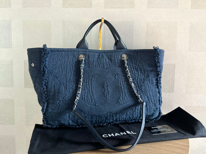 CHANEL Canvas Large Double Face Shopping Tote