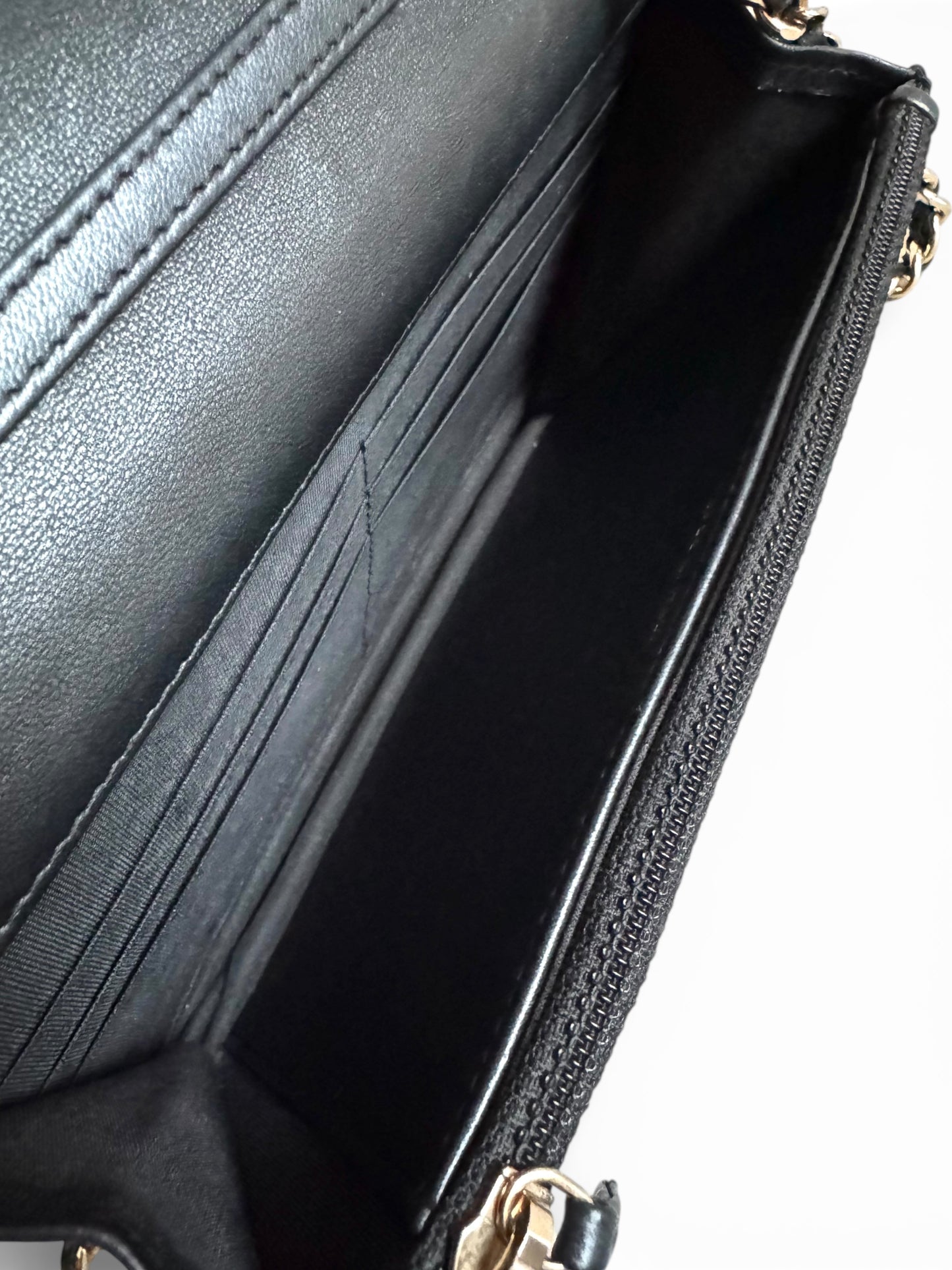 CHANEL Lambskin Limited Pearl Strap Wallet On Chain