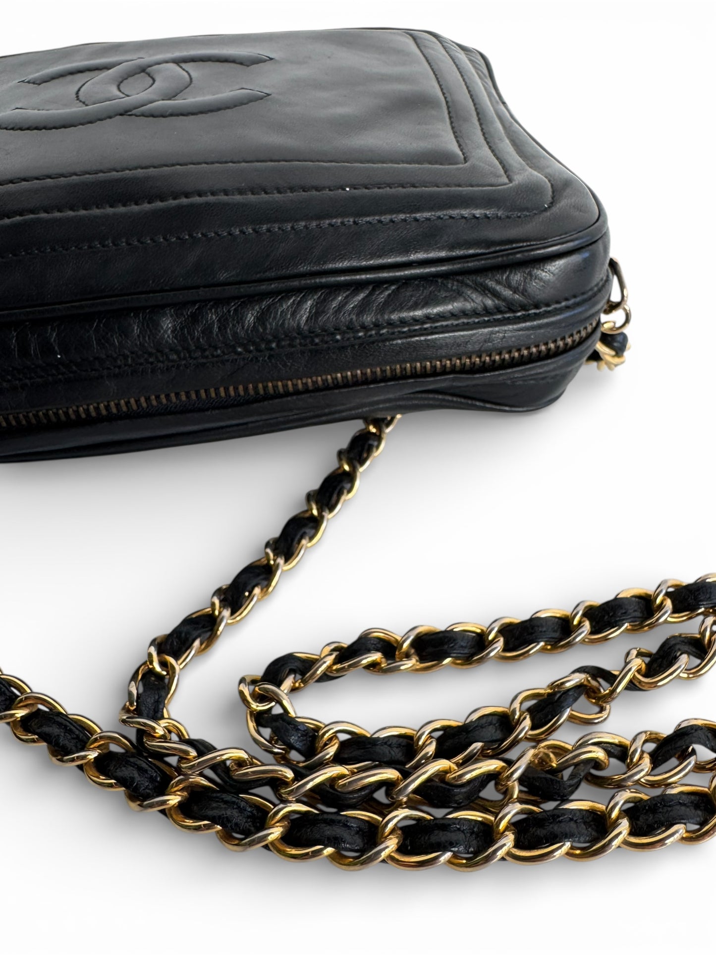 Chanel Black Lambskin CC Tassel Camera Bag