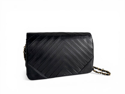 CHANEL Lambskin Chevron Flap Chain Shoulder Bag