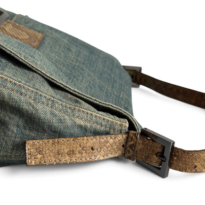 FENDI Denim Snakeskin Mama Baguette