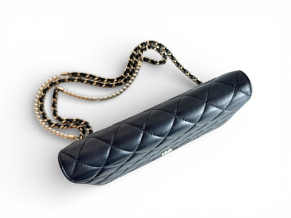 CHANEL Lambskin Limited Pearl Strap Wallet On Chain